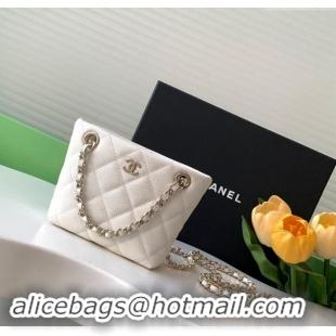 Inexpensive Chanel Grained Shiny Calfskin Classic Clutch with Chain AP4422 White 2024