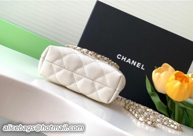 Inexpensive Chanel Grained Shiny Calfskin Classic Clutch with Chain AP4422 White 2024