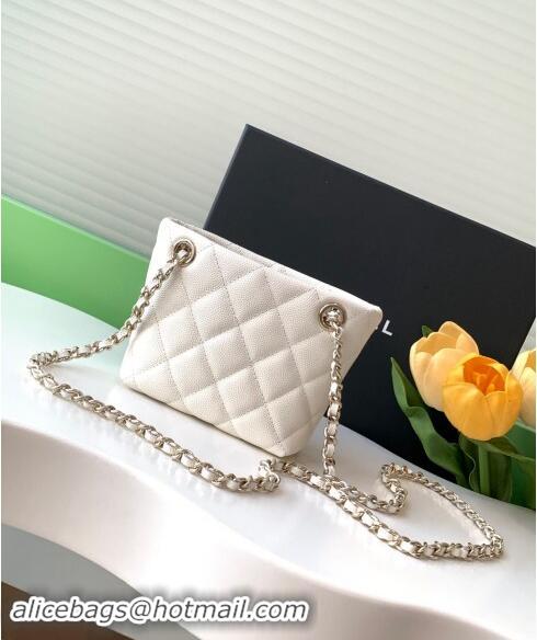 Inexpensive Chanel Grained Shiny Calfskin Classic Clutch with Chain AP4422 White 2024