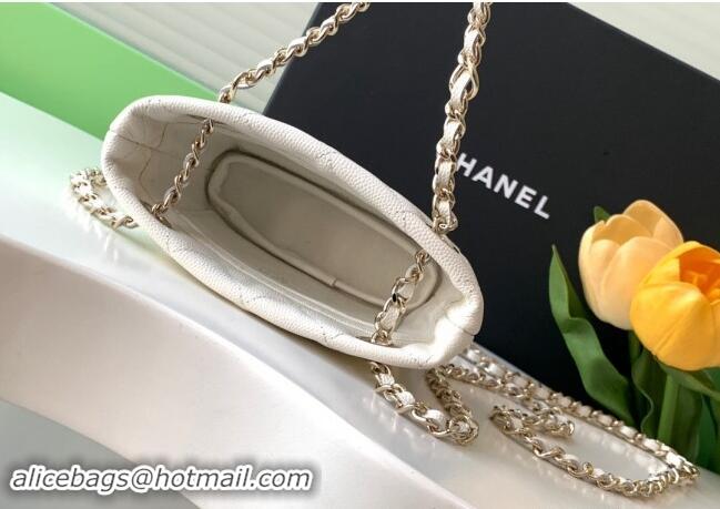 Inexpensive Chanel Grained Shiny Calfskin Classic Clutch with Chain AP4422 White 2024