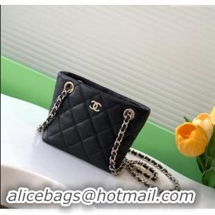 Good Product Chanel Grained Shiny Calfskin Classic Clutch with Chain AP4422 Black 2024