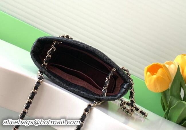 Good Product Chanel Grained Shiny Calfskin Classic Clutch with Chain AP4422 Black 2024