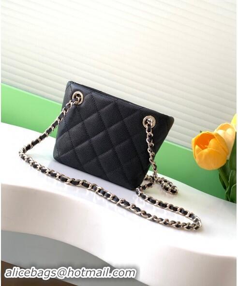 Good Product Chanel Grained Shiny Calfskin Classic Clutch with Chain AP4422 Black 2024