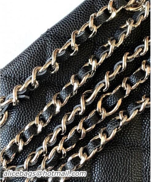 Good Product Chanel Grained Shiny Calfskin Classic Clutch with Chain AP4422 Black 2024