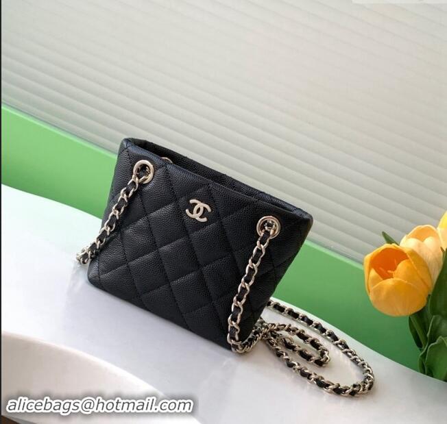 Good Product Chanel Grained Shiny Calfskin Classic Clutch with Chain AP4422 Black 2024