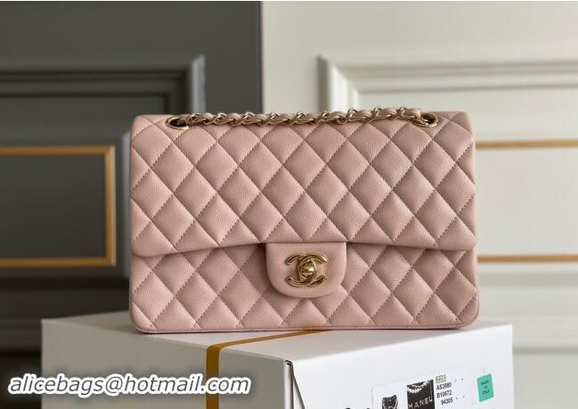 Pretty Style Chanel Quilted Grained Calfskin Classic Medium Flap bag A01112 Light Pink 2024