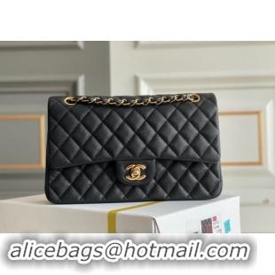 Big Discount Chanel Quilted Grained Calfskin Classic Medium Flap bag A01112 Black/Gold 2024