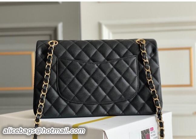 Big Discount Chanel Quilted Grained Calfskin Classic Medium Flap bag A01112 Black/Gold 2024