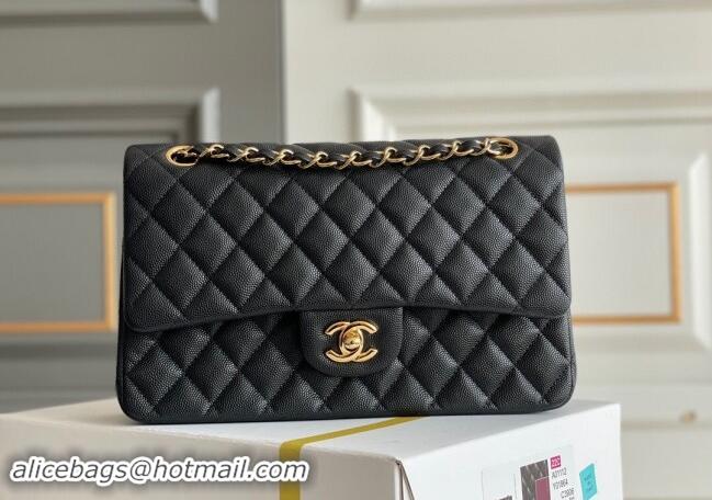 Big Discount Chanel Quilted Grained Calfskin Classic Medium Flap bag A01112 Black/Gold 2024