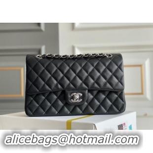 Good Product Chanel Quilted Grained Calfskin Classic Medium Flap bag A01112 Black/Silver 2024