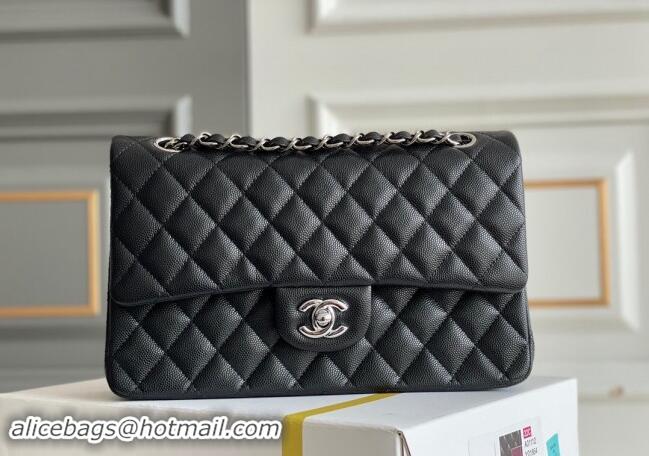 Good Product Chanel Quilted Grained Calfskin Classic Medium Flap bag A01112 Black/Silver 2024