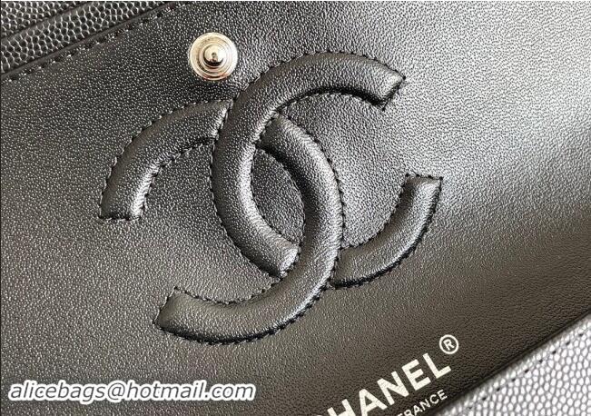 Good Product Chanel Quilted Grained Calfskin Classic Medium Flap bag A01112 Black/Silver 2024