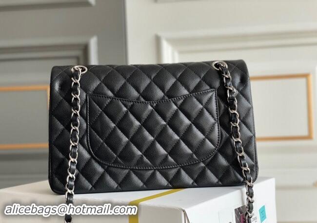 Good Product Chanel Quilted Grained Calfskin Classic Medium Flap bag A01112 Black/Silver 2024