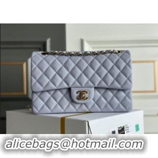 Famous Brand Chanel Quilted Grained Calfskin Classic Medium Flap bag A01112 Light Purple 2024