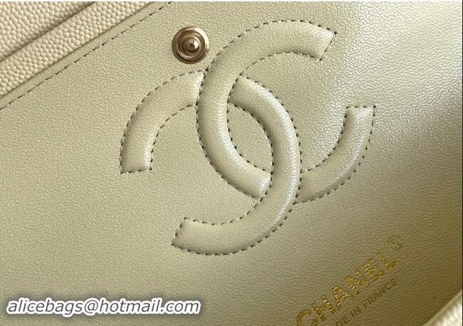 Best Quality Chanel Quilted Grained Calfskin Classic Medium Flap bag A01112 Light Yellow 2024