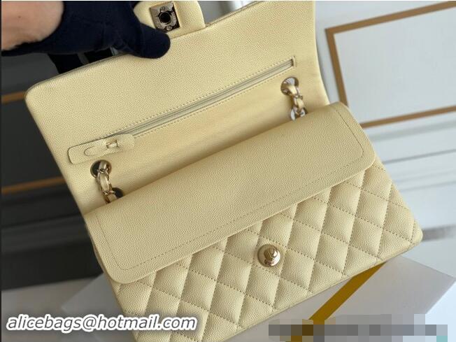 Best Quality Chanel Quilted Grained Calfskin Classic Medium Flap bag A01112 Light Yellow 2024