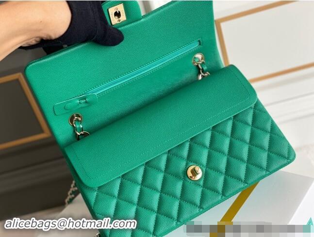 Grade Design Chanel Quilted Grained Calfskin Classic Medium Flap bag A01112 Green 2024