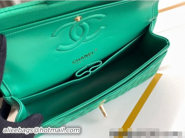 Grade Design Chanel Quilted Grained Calfskin Classic Medium Flap bag A01112 Green 2024