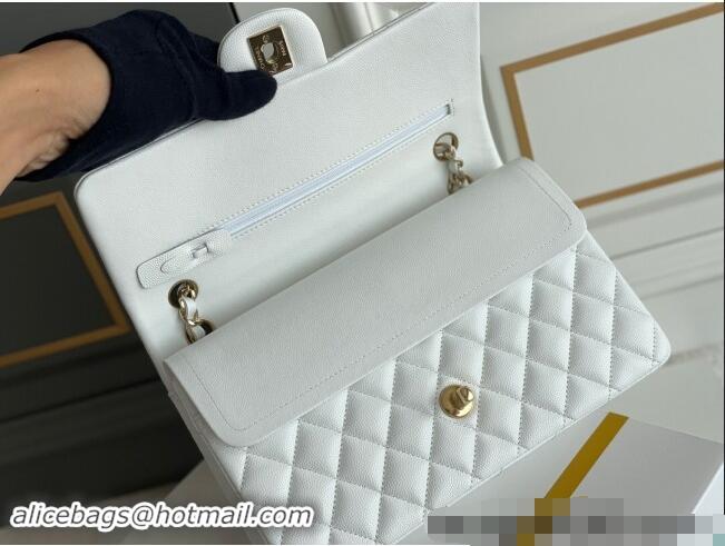 Best Product Chanel Quilted Grained Calfskin Classic Medium Flap bag A01112 White 2024