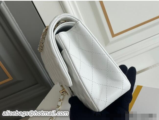 Best Product Chanel Quilted Grained Calfskin Classic Medium Flap bag A01112 White 2024