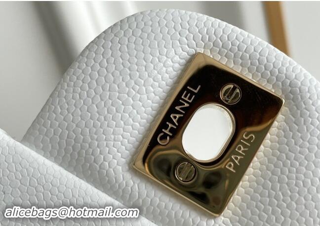 Best Product Chanel Quilted Grained Calfskin Classic Medium Flap bag A01112 White 2024