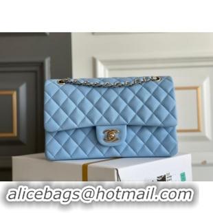 Buy Discount Chanel Quilted Grained Calfskin Classic Medium Flap bag A01112 Light Blue 2024