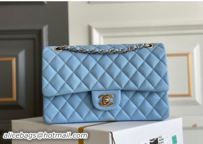 Buy Discount Chanel Quilted Grained Calfskin Classic Medium Flap bag A01112 Light Blue 2024