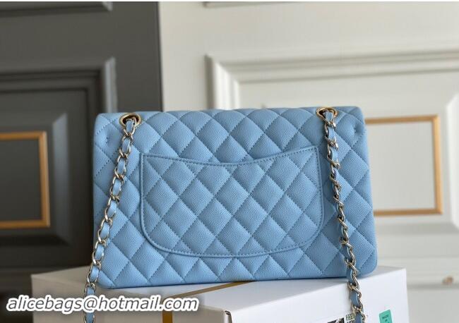 Buy Discount Chanel Quilted Grained Calfskin Classic Medium Flap bag A01112 Light Blue 2024