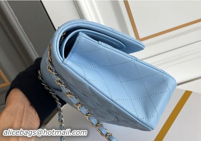 Buy Discount Chanel Quilted Grained Calfskin Classic Medium Flap bag A01112 Light Blue 2024