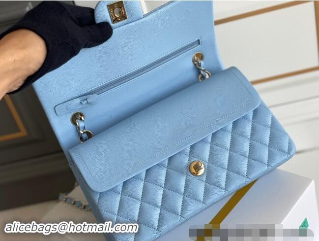 Buy Discount Chanel Quilted Grained Calfskin Classic Medium Flap bag A01112 Light Blue 2024