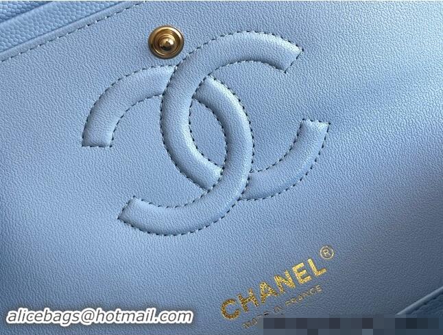 Buy Discount Chanel Quilted Grained Calfskin Classic Medium Flap bag A01112 Light Blue 2024