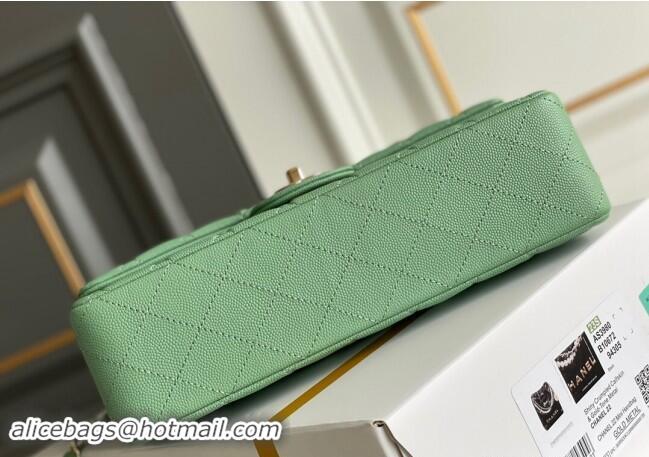 Most Popular Chanel Quilted Grained Calfskin Classic Medium Flap bag A01112 Light Green 2024