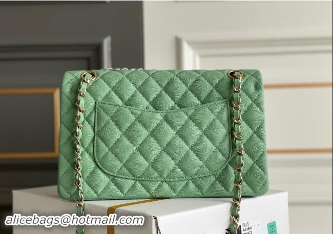 Most Popular Chanel Quilted Grained Calfskin Classic Medium Flap bag A01112 Light Green 2024