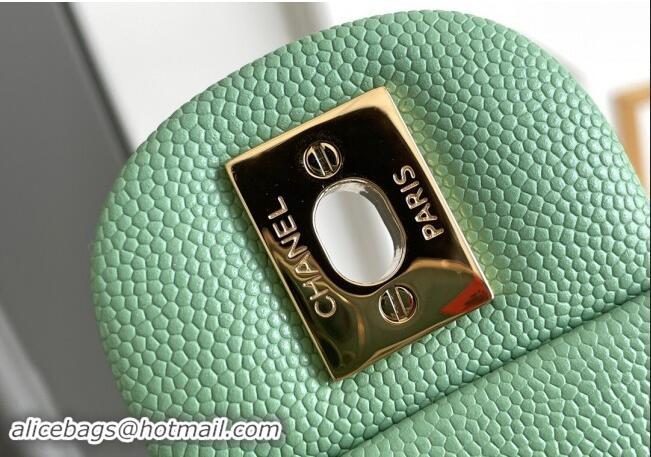 Most Popular Chanel Quilted Grained Calfskin Classic Medium Flap bag A01112 Light Green 2024