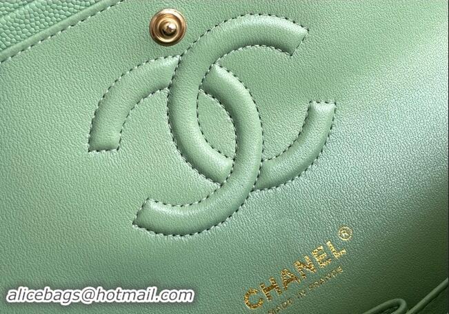 Most Popular Chanel Quilted Grained Calfskin Classic Medium Flap bag A01112 Light Green 2024