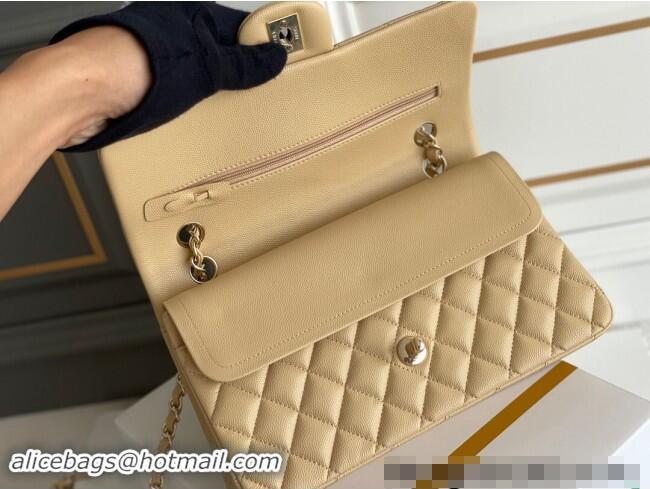 Buy Discount Chanel Quilted Grained Calfskin Classic Medium Flap bag A01112 Beige 2024