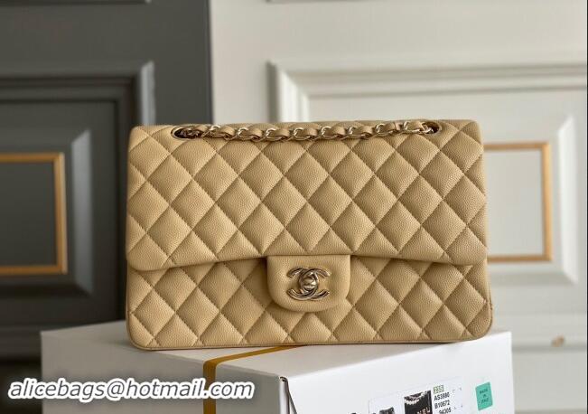 Buy Discount Chanel Quilted Grained Calfskin Classic Medium Flap bag A01112 Beige 2024