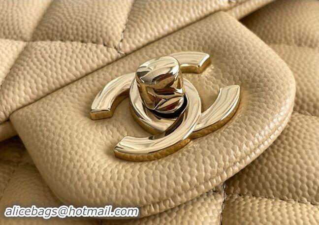 Buy Discount Chanel Quilted Grained Calfskin Classic Medium Flap bag A01112 Beige 2024