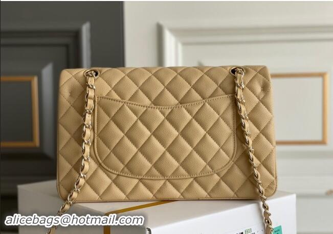 Buy Discount Chanel Quilted Grained Calfskin Classic Medium Flap bag A01112 Beige 2024