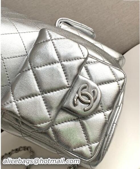 Famous Brand Chanel Metallic Lambskin Backpack bag AS5310 Silver 2024