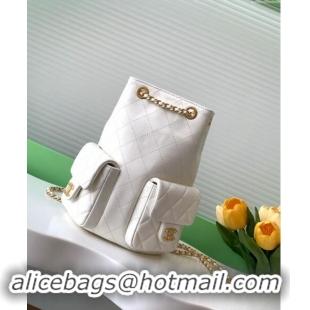 Pretty Style Chanel Shiny Lambskin Backpack bag AS5310 White 2024