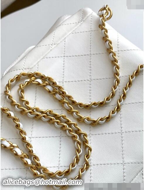 Pretty Style Chanel Shiny Lambskin Backpack bag AS5310 White 2024