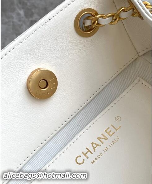 Pretty Style Chanel Shiny Lambskin Backpack bag AS5310 White 2024