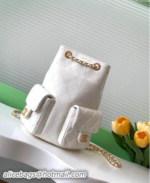 Pretty Style Chanel Shiny Lambskin Backpack bag AS5310 White 2024