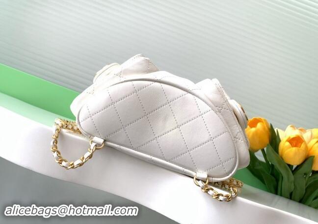 Pretty Style Chanel Shiny Lambskin Backpack bag AS5310 White 2024