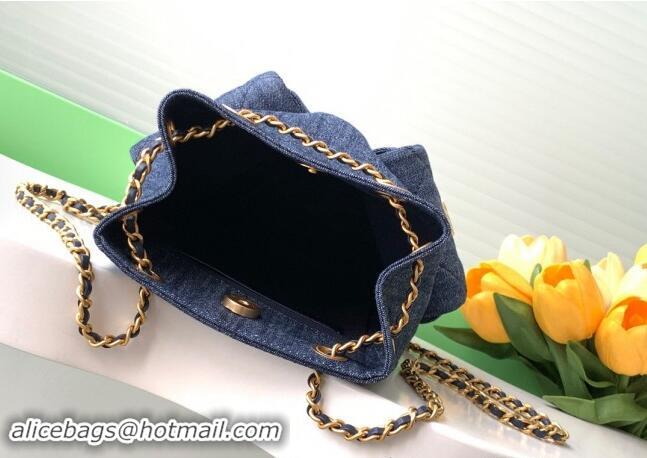 Luxury Cheap Chanel Denim Backpack bag AS5310 Dark Blue 2024