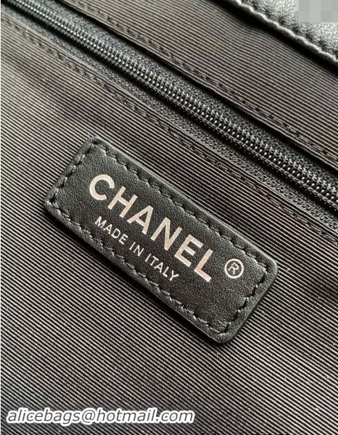 Top Grade Chanel Vintage Quilted Suede Shopping Bag 1207 Black 2024