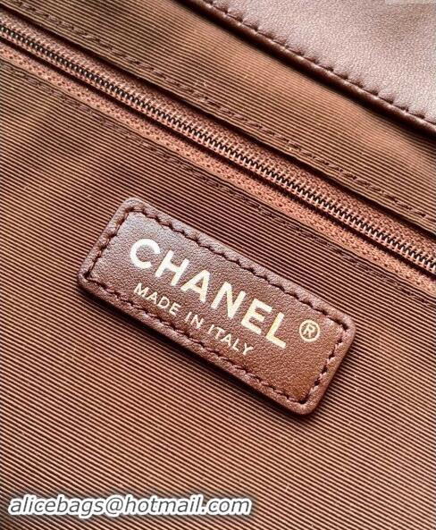 Low Cost Chanel Vintage Quilted Suede Shopping Bag 1207 Coffee Brown 2024