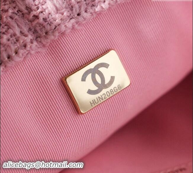 Top Grade Chanel Snow Tweed & Shearling Flap bag 1207 Light Pink 2024