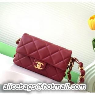 Best Price Chanel Lambskin Small Flap Bag with CC Chain AS5174 Burgundy 2024